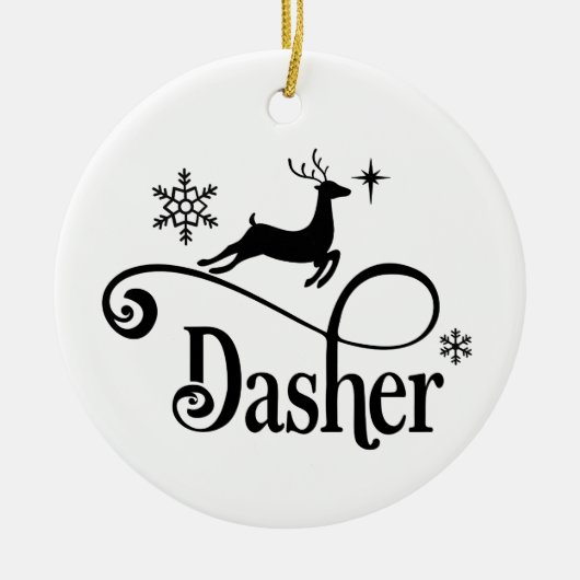 Cute Santa Reindeer Names Dasher Kerstmis Keramisch Ornament (Voorkant)