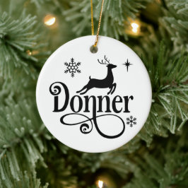 Cute Santa Reindeer Names Donner Kerstmis Keramisch Ornament