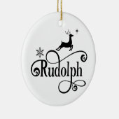 Cute Santa Reindeer Names Rudolph Kerstmis Keramisch Ornament (Rechts)