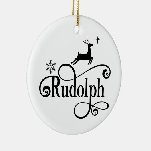 Cute Santa Reindeer Names Rudolph Kerstmis Keramisch Ornament (Rechts)