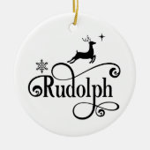 Cute Santa Reindeer Names Rudolph Kerstmis Keramisch Ornament (Voorkant)