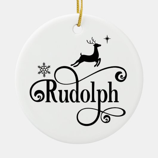 Cute Santa Reindeer Names Rudolph Kerstmis Keramisch Ornament (Voorkant)