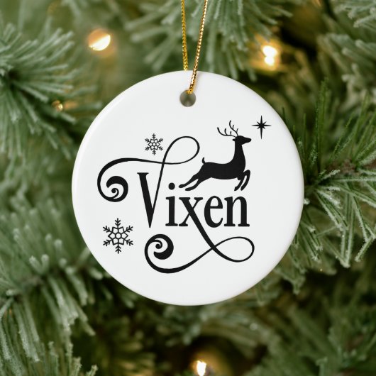 Cute Santa Reindeer Names Vixen Kerstmis Keramisch Ornament (Boom)