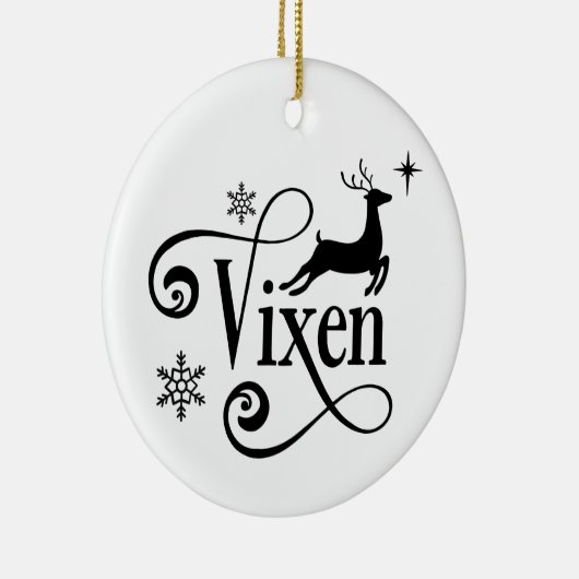 Cute Santa Reindeer Names Vixen Kerstmis Keramisch Ornament (Rechts)