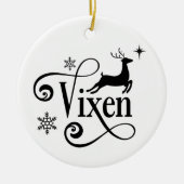 Cute Santa Reindeer Names Vixen Kerstmis Keramisch Ornament (Voorkant)