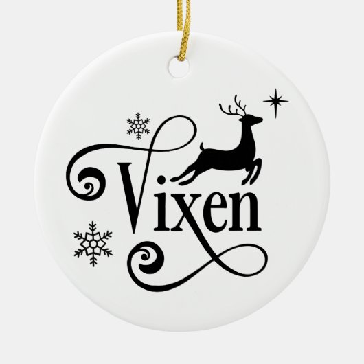 Cute Santa Reindeer Names Vixen Kerstmis Keramisch Ornament (Voorkant)