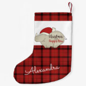 Cute Santa Rhino Kleine Kerstsok (Achterkant)