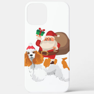 Cute Santa Riding Cocker Spaniel Dog Kerstmis Case-Mate iPhone Case