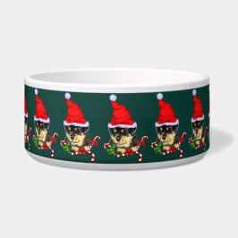 Cute Santa Rottweiler Kerstmis Voerbakje