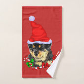 Cute Santa Rottweiler Puppy Kerstmis Bad Handdoek (Handdoek)