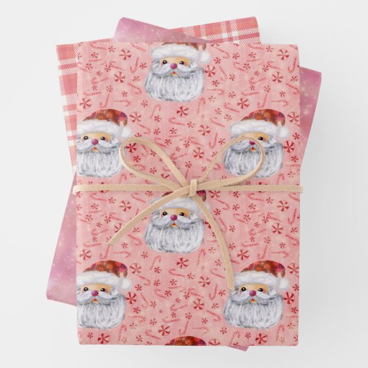 Cute Santa roze Inpakpapier Vel (In situ)