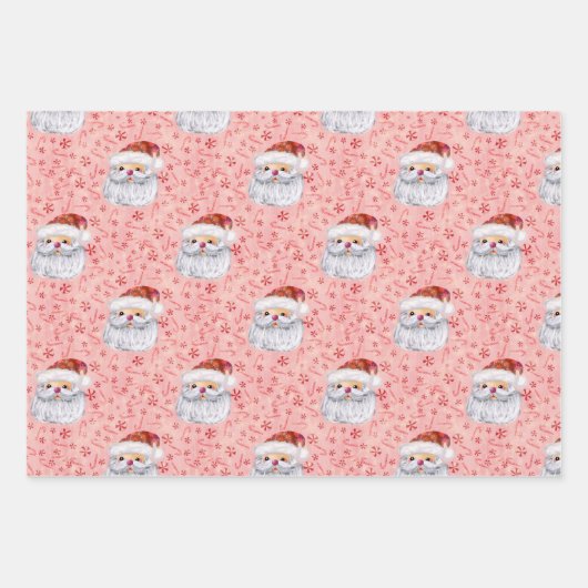 Cute Santa roze Inpakpapier Vel (Voorkant)