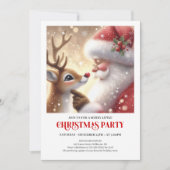 Cute Santa Rudolph Holiday Celebration Invitation Kaart (Voorkant)
