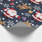 Cute Santa/Rudolph-kerstpatroon Cadeaupapier (Hoek)