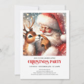 Cute Santa Rudolph Kids Christmas Party Invitation Kaart (Voorkant)