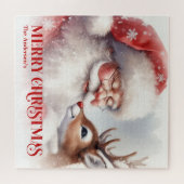 Cute Santa Rudolph Personalized Xmas Puzzle Kids Legpuzzel (Horizontaal)