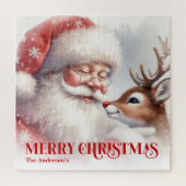 Cute Santa Rudolph Personalized Xmas Puzzle Kids Legpuzzel (Verticaal)