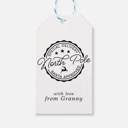 Cute Santa Seal North Pole Cadeaulabel (Voorkant)