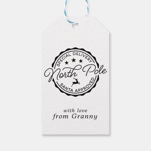 Cute Santa Seal North Pole Cadeaulabel (Achterkant)