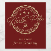 Cute Santa Seal North Pole Wijn Etiket (Enkel label)