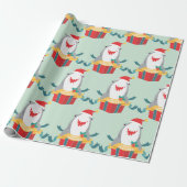 Cute Santa Shark Cadeaupapier (Uitgerold)
