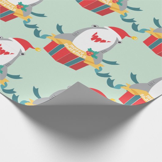 Cute Santa Shark Cadeaupapier (Hoek)