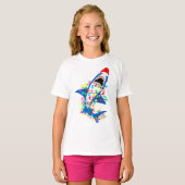 Cute Santa Shark-kerstlamsmeisje T-shirt (Voorkant volledig)