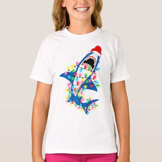 Cute Santa Shark-kerstlamsmeisje T-shirt (Voorkant)