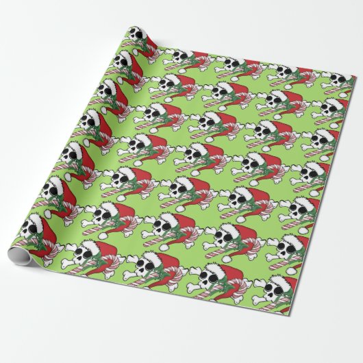 Cute Santa Skull Cadeaupapier (Uitgerold)