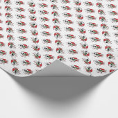 Cute Santa Skull Cadeaupapier (Hoek)