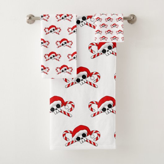 Cute Santa Skull met snoeprietjes Bad Handdoek (Insitu)