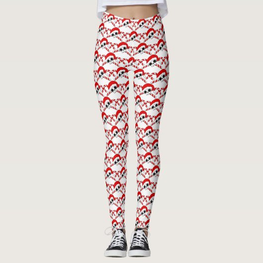 Cute Santa Skull met snoeprietjes Leggings (Voorkant)