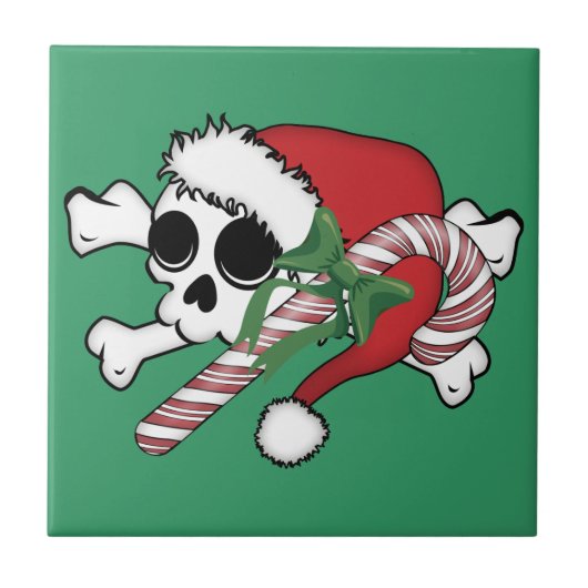 Cute Santa Skull Tegeltje (Voorkant)