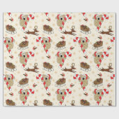 Cute Santa Sloth Prettige feestdagen Cadeaupapier (Vlak)