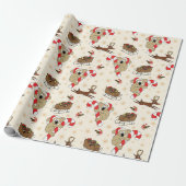 Cute Santa Sloth Prettige feestdagen Cadeaupapier (Uitgerold)