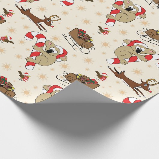Cute Santa Sloth Prettige feestdagen Cadeaupapier (Hoek)
