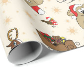 Cute Santa Sloth Prettige feestdagen Cadeaupapier (Rol Hoek)