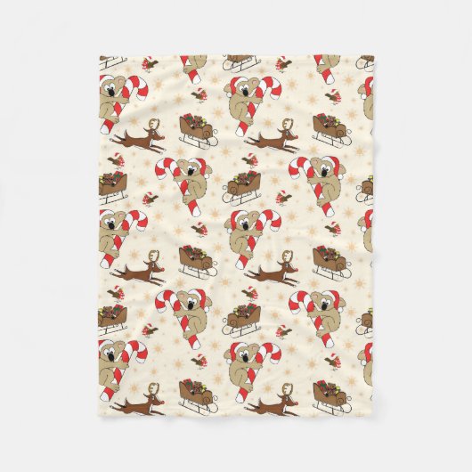 Cute Santa Sloth Prettige feestdagen Fleece Deken (Voorkant)