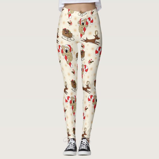 Cute Santa Sloth Prettige feestdagen Leggings (Voorkant)