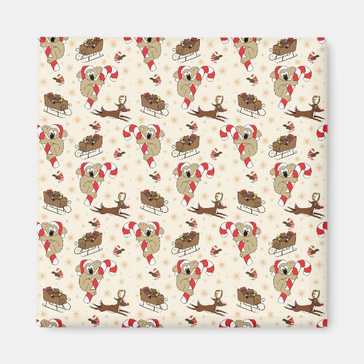 Cute Santa Sloth Prettige feestdagen Magneet (Voorkant)