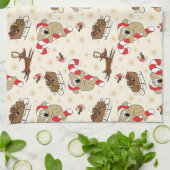 Cute Santa Sloth Prettige feestdagen Theedoek (Gevouwen)