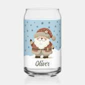 Cute Santa Snowflakes Kids Name Blikvorm Glas (Voorkant)