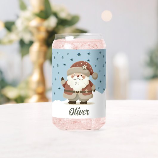 Cute Santa Snowflakes Kids Name Blikvorm Glas (Insitu (Huwelijk))