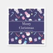 Cute Santa Snowman Candy Cane-kerstpatroon Servet (Voorkant)