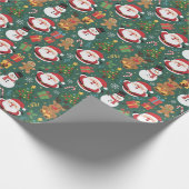 Cute Santa Snowman Gingerbread Christmas Wrapping  Cadeaupapier (Hoek)