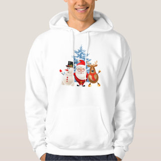 Cute Santa, Snowman & Reindeer Trio – Merry Christ Hoodie