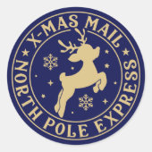Cute Santa-stempel Noorderpool Goedgekeurd Label (Voorkant)