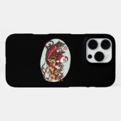 Cute Santa Traveling with Train pulled by the rein iPhone Hoesje (Achterkant horizontaal)