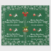Cute Santa Unicorn Modern Script Holly Personalise Cadeaupapier (Vlak)