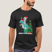 Cute Santa Unicorn Riding Trex Dino Kerstdino T-shirt (Voorkant)